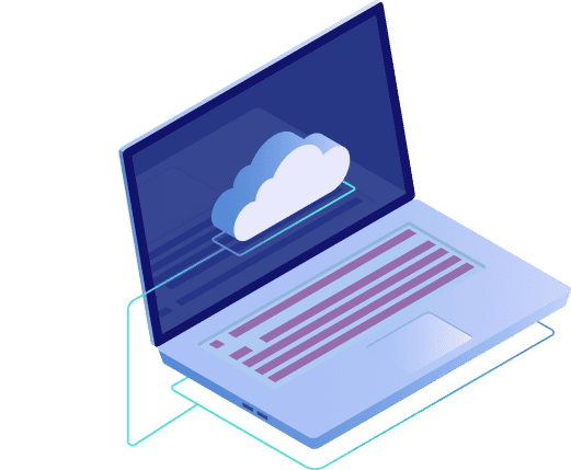 Laptop with cloud computing graphic on screen