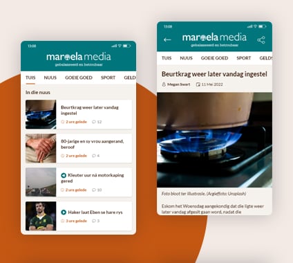 Maroela Media app on mobile
