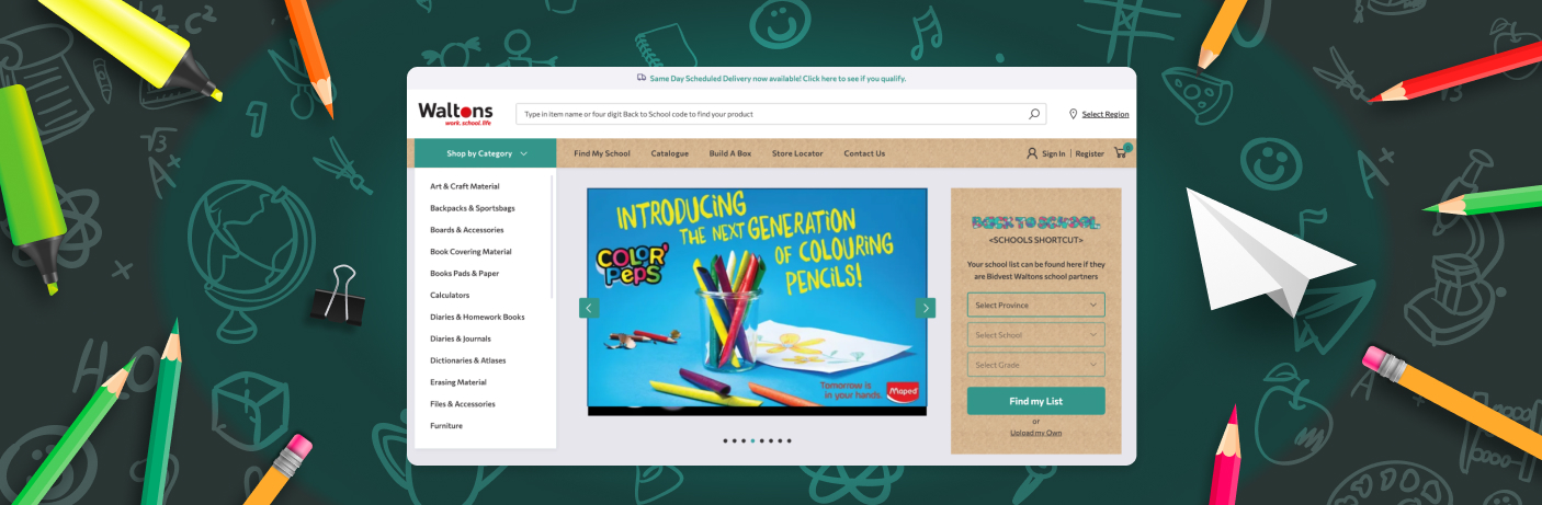 Waltons website on screen