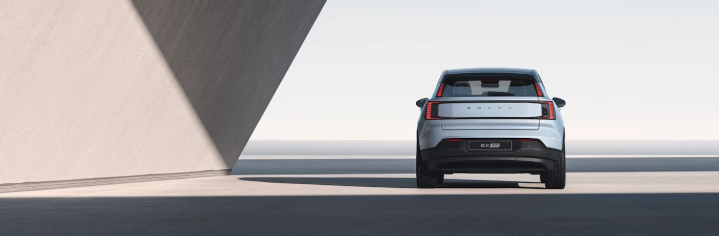 A Volvo car on a sleek back and clean background.