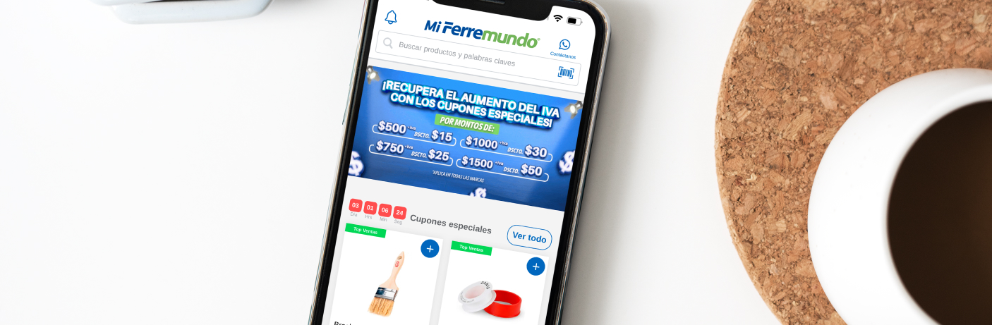 Ferremundo e-commerce solution displayed on mobile device