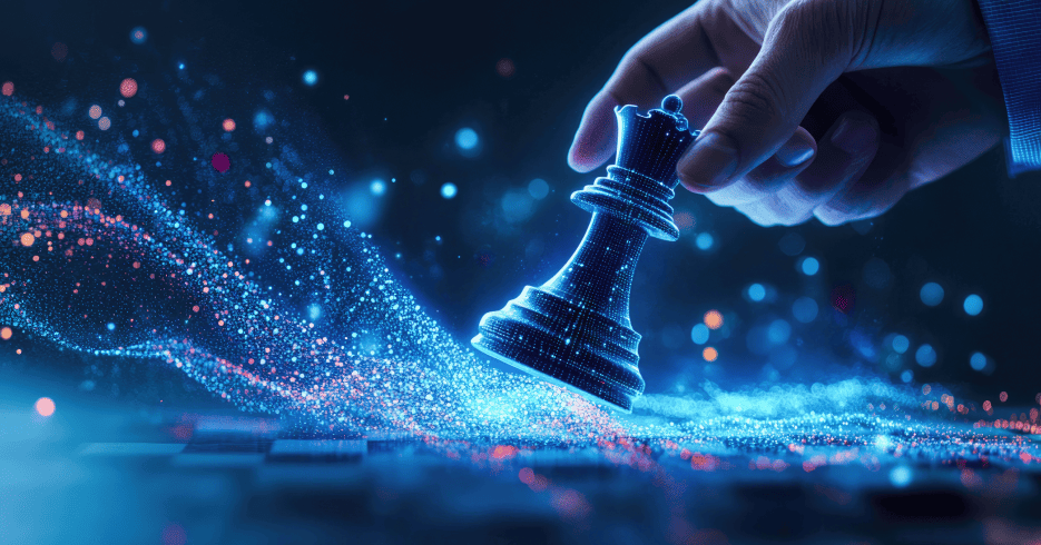 human hand moving chess piece linked to generative AI solutions